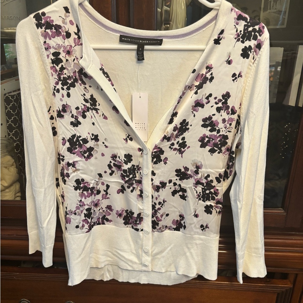 White House Black Market Floral Cardigan